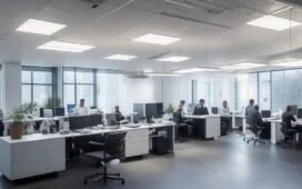 In einem modernen, hell erleuchteten Büro strahlt ein kleines Team engagierter Fachleute in entspannter, freundlicher Atmosphäre Zuversicht aus, während sie gemeinsam an digitalen Sicherheitslösungen arbeiten und innovative Open-Source-Tools für KMUs im Zeichen des Cyber Resilience Act entwickeln.