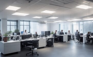 In einem modernen, hell erleuchteten Büro strahlt ein kleines Team engagierter Fachleute in entspannter, freundlicher Atmosphäre Zuversicht aus, während sie gemeinsam an digitalen Sicherheitslösungen arbeiten und innovative Open-Source-Tools für KMUs im Zeichen des Cyber Resilience Act entwickeln.