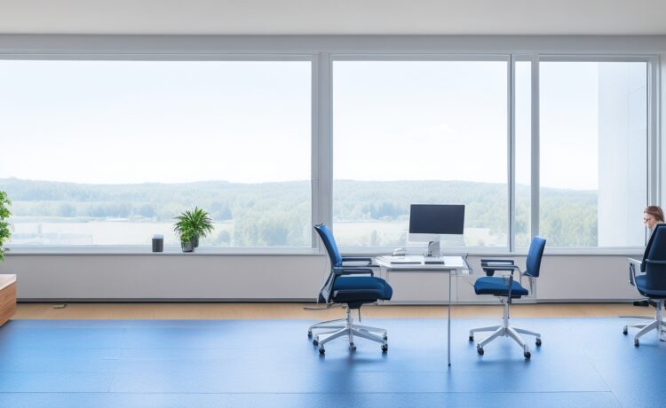 In einem modernen, lichtdurchfluteten Büro sitzen diverse Fachleute entspannt um einen großen Bildschirm, der komplexe Daten und Grafiken zeigt, während warme Sonnenstrahlen durch bodentiefe Fenster fallen und eine Atmosphäre von zukunftsweisender Innovation, vertrauensvoller Zusammenarbeit und verantwortungsbewusstem Fortschritt schaffen.