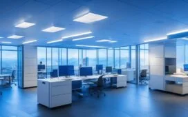 Ein hell ausgeleuchtetes, freundliches Büro mit moderner Technik und entspannten Expert:innen, die engagiert über Datenschutz und digitale Sicherheit diskutieren, während weiches Tageslicht eine warme, vertrauensvolle Atmosphäre schafft.