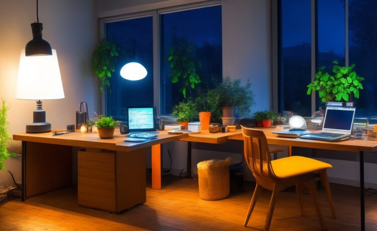 In einem hell erleuchteten, modernen Arbeitszimmer sitzt eine freundliche Frau konzentriert vor ihrem Laptop, umgeben von warmem Tageslicht und sanften Holz- und Grüntönen, während sie achtsam eine E-Mail prüft – ein Symbol für digitale Sicherheit und vertrauensvolles Online-Banking.