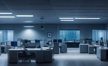 In einem hell erleuchteten, modernen Büro sitzt eine fokussierte IT-Sicherheitsexpertin vor mehreren Bildschirmen mit dynamisch dargestellten Codes und Netzwerksknoten, während warmes Tageslicht sanft durch große Fenster fällt und so trotz der ernsten Thematik eine Atmosphäre von Zuversicht und technologischem Fortschritt schafft.