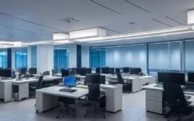Ein hell erleuchtetes, modernes Büro mit entspannten Mitarbeitenden unterschiedlichen Alters und Hintergrunds, die in offener Kommunikation um einen Laptop gruppiert sind und gemeinsam konzentriert an der Integration neuer Technologie arbeiten, wobei warmes Tageslicht sanft die freundliche Arbeitsatmosphäre durchflutet.