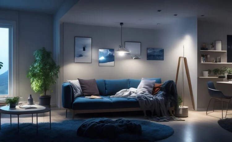 Ein lichtdurchflutetes, modern eingerichtetes Wohnzimmer mit einem entspannten Menschen, der vertrauensvoll auf sein Samsung-Smartphone schaut, während warmes Sonnenlicht sanft die Szene durchflutet und die Atmosphäre von Sicherheit und digitaler Verbundenheit ausstrahlt.