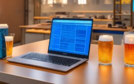 Ein einladend helles, natürlich beleuchtetes Szenario eines modernen Arbeitsplatzes mit fokussiertem Team aus vielfältigen Forschenden, die an Laptops und großen Bildschirmen mit komplexen Datenanalysen arbeiten, umgeben von warmen Holztönen und grünen Pflanzen, das Vertrauen, Verantwortung und den sensiblen Umgang mit digitalen Informationen symbolisiert.