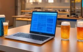 Ein einladend helles, natürlich beleuchtetes Szenario eines modernen Arbeitsplatzes mit fokussiertem Team aus vielfältigen Forschenden, die an Laptops und großen Bildschirmen mit komplexen Datenanalysen arbeiten, umgeben von warmen Holztönen und grünen Pflanzen, das Vertrauen, Verantwortung und den sensiblen Umgang mit digitalen Informationen symbolisiert.
