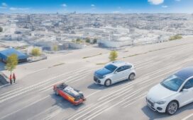 Ein sonnendurchfluteter, moderner Arbeitsplatz mit einem konzentrierten IT-Sicherheitsexperten, der vor mehreren Bildschirmen sitzt, auf denen schematisch vernetzte Autos und digitale Sicherheitssysteme zu sehen sind – die Atmosphäre strahlt technische Präzision, Offenheit und die Dringlichkeit von Schutz in einer vernetzten Welt aus.