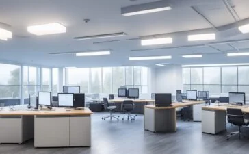 Ein lichtdurchflutetes, modernes Büro mit entspannten Mitarbeitenden unterschiedlicher Herkunft beim inspirierenden Austausch über digitale Technologien, umgeben von warmem Tageslicht und klaren, realistischen Details, die eine zukunftsorientierte, europäische Vision von digitaler Unabhängigkeit und Gemeinschaft ausstrahlen.