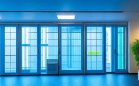 Ein strahlend hell erleuchteter Serverraum mit modernen Rechenzentren, in dem Techniker konzentriert und freundlich zusammenarbeiten, während warmes Tageslicht durch große Fenster fällt und die hochmoderne Infrastruktur in lebendigen, realistischen Details zeigt.