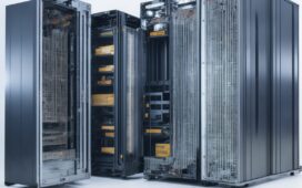 Ein strahlend helles, natürlich beleuchtetes Foto eines modernen Serverraums mit eleganten, dicht bestückten Supermicro 4-Sockel-X12-Systemen in mattem Schwarz, deren technische Details und Lüfter sanft im Fokus stehen, während warme Sonnenstrahlen durch große Fenster fallen und eine einladende Atmosphäre von Innovation, High-Tech-Power und effizienter Zukunftsgestaltung schaffen.