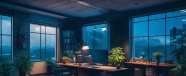 Ein dynamisches, hell erleuchtetes Büro mit kreativen Designern, die konzentriert an Laptops und großen Bildschirmen mit Figma arbeiten, während warmes Tageslicht durch große Fenster strömt und eine motivierende Atmosphäre moderner Zusammenarbeit und innovativer Tech-Investitionen schafft.