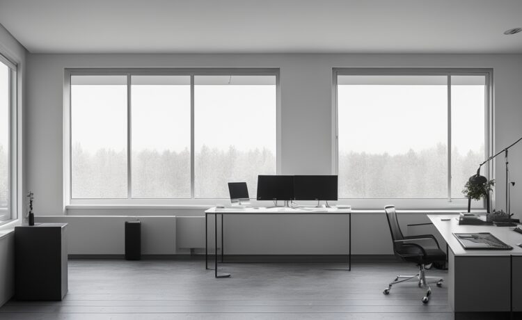 Ein sonnendurchflutetes, modernes Entwicklerbüro mit einem entspannten Programmierer, der konzentriert auf seinen Laptop blickt, während warme Tageslichtstrahlen durch große Fenster auf minimalistisch gestaltete Arbeitsflächen und bunte Code-Snippets auf dem Bildschirm fallen – eine lebendige Szene, die Fortschritt, Klarheit und die Leidenschaft für innovative TypeScript-Entwicklung ausstrahlt.