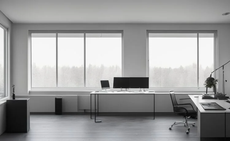 Ein sonnendurchflutetes, modernes Entwicklerbüro mit einem entspannten Programmierer, der konzentriert auf seinen Laptop blickt, während warme Tageslichtstrahlen durch große Fenster auf minimalistisch gestaltete Arbeitsflächen und bunte Code-Snippets auf dem Bildschirm fallen – eine lebendige Szene, die Fortschritt, Klarheit und die Leidenschaft für innovative TypeScript-Entwicklung ausstrahlt.