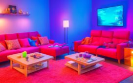 In einem hell erleuchteten, modern eingerichteten Wohnzimmer sitzen drei Freunde entspannt auf einem gemütlichen Sofa, jeder mit einer der neuesten Spielekonsolen – Nintendo Switch 2, PlayStation 5 und Xbox Series X – umgeben von natürlichem Tageslicht, das eine warme, einladende Atmosphäre voller Lachen und freundschaftlicher Wettbewerbsfreude schafft.