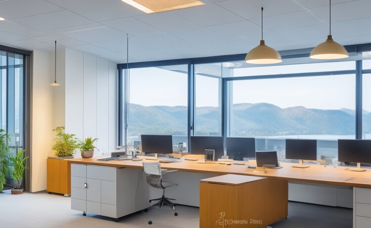Ein warm erleuchtetes modernes Büro, in dem ein nachdenklicher Entwickler vor großem Bildschirm mit komplexem Code sitzt, während natürliches Tageslicht durch große Fenster fällt und eine freundliche, konzentrierte Atmosphäre schafft.