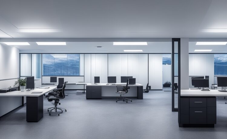 Ein hell erleuchtetes, modernes Büro mit einem fokussierten UX-Designer, der vor einem großen Bildschirm intuitiv strukturierte Benutzeroberflächen betrachtet, umgeben von warmem Tageslicht und lebendiger, einladender Atmosphäre, die Kreativität und positive Interaktion vermittelt.