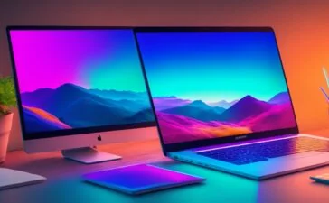 Ein lichtdurchfluteter, moderner Arbeitsplatz mit geöffnetem Laptop, auf dessen Bildschirm farbenfrohe Codezeilen und optimierte Bilddateien im WebP-Format zu sehen sind, umgeben von einer kreativen Atmosphäre aus warmem Tageslicht, frischen Pflanzen und digitalen Hilfsmitteln, die den Weg zu effizienter CMS-Integration symbolisieren.