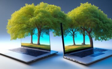Eine helle, warme Büroszene mit zwei fokussierten Technologie-Experten, die bei natürlichem Tageslicht über einen modernen Laptop und digitale Diagramme diskutieren, spiegelt die angespannte, zugleich hoffnungsvolle Atmosphäre des Wettstreits zwischen führenden KI-Unternehmen wider.