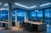 Ein strahlend hell erleuchteter modernes Büro mit fokusierten Entwicklern vor mehreren Monitoren, die lebhaft Daten und Videoinhalte bearbeiten, während sanftes Morgenlicht durch große Fenster fällt und eine warme, einladende Atmosphäre voller kreativer Energie und zukunftsweisender Innovation schafft.