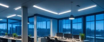 Ein strahlend hell erleuchteter modernes Büro mit fokusierten Entwicklern vor mehreren Monitoren, die lebhaft Daten und Videoinhalte bearbeiten, während sanftes Morgenlicht durch große Fenster fällt und eine warme, einladende Atmosphäre voller kreativer Energie und zukunftsweisender Innovation schafft.