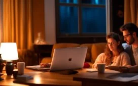 Eine lichtdurchflutete, lebendige Büroszene mit engagierten Menschen unterschiedlicher Herkunft, die konzentriert vor Laptops sitzen und in natürlichem Tageslicht konzentriert Daten markieren, während warme Farbtöne und ein freundliches Miteinander Optimismus und den Wandel in der Welt der KI-Datenannotation einfangen.