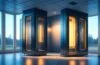 Ein hell erleuchteter, moderner Serverraum mit glänzenden, futuristischen Rechenzentren unter warmem, natürlichem Sonnenlicht, das durch große Fenster fällt und eine Atmosphäre von nachhaltiger Innovation und technologischem Fortschritt ausstrahlt.