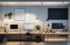 Ein lichtdurchflutetes, modernes Büro mit einem aufgeschlagenen Laptop, an dem Mitarbeitende in freundlicher und konzentrierter Atmosphäre durch klare Diagramme und webdesignbezogene Grafiken gemeinsam Erfolge messen und kreative Strategien austauschen – warmes Sonnenlicht fällt sanft durch große Fenster und unterstreicht die harmonische Verbindung von Kreativität und datenorientiertem Arbeiten.