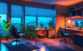 In einem warm erleuchteten Zimmer sitzt ein konzentrierter Gamer vor einem modernen PC mit leuchtender Tastatur, während sanftes Tageslicht durch das Fenster fällt und subtil die angespannte Atmosphäre zwischen Faszination und digitaler Bedrohung einfängt.