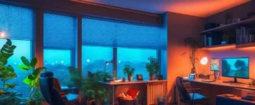 In einem warm erleuchteten Zimmer sitzt ein konzentrierter Gamer vor einem modernen PC mit leuchtender Tastatur, während sanftes Tageslicht durch das Fenster fällt und subtil die angespannte Atmosphäre zwischen Faszination und digitaler Bedrohung einfängt.