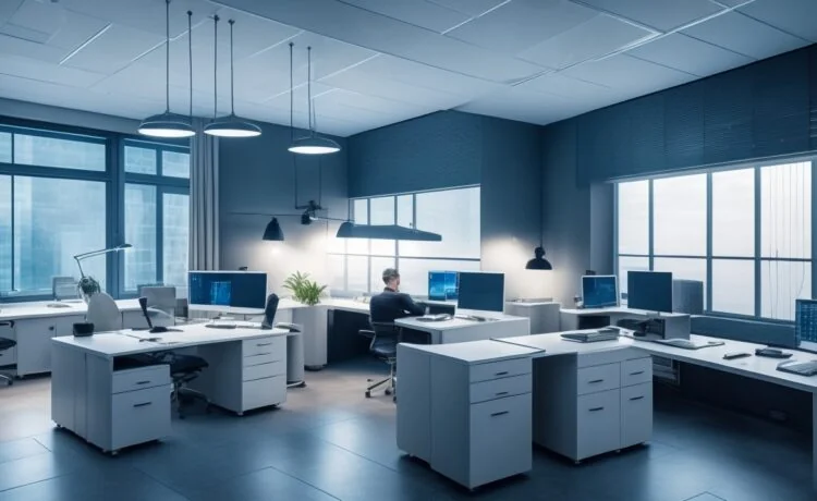 Ein modernes, hell erleuchtetes Büro mit entspannt arbeitenden Entwickler:innen vor mehreren Bildschirmen, die komplexe, vernetzte Datenstrukturen auf realistischen Graphvisualisierungen zeigen, umgeben von warmem Tageslicht und natürlicher, freundlicher Atmosphäre.