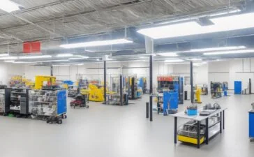 Ein strahlender Morgen über einer modernen Rechenzentrum-Anlage mit weitläufigen, nachhaltig gestalteten Gebäuden und sanfter natürlicher Beleuchtung, während freundliche Mitarbeitende in Business-Kleidung entspannt im Vordergrund stehen und den Fortschritt eines innovativen Joint Ventures voller Hoffnung und Zukunftsvision symbolisieren.