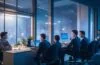 Ein freundliches, hell ausgeleuchtetes Szenario in einem modernen Entwicklerbüro zeigt ein junges, engagiertes Team bei der Arbeit an einem Laptop, während durch ein großes Fenster warmes Tageslicht hereinströmt und eine Atmosphäre von Verantwortung, Innovation und fürsorglichem Schutz für Jugendliche ausstrahlt.