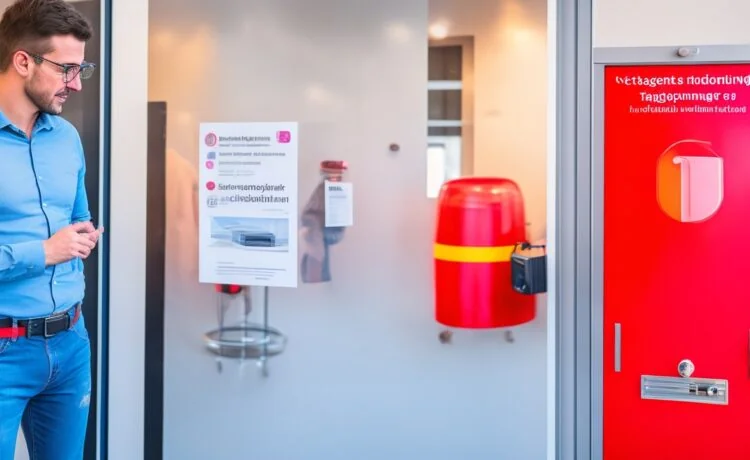 In einem sonnendurchfluteten Kontrollraum moderner Katastrophenprävention beobachten engagierte Fachleute konzentriert auf großen Bildschirmen mit interaktiven Karten und Echtzeit-Datenströmen, während warme Tageslichteinfälle eine Atmosphäre von Hoffnung, Fortschritt und verantwortungsvoller Technologie vermitteln.