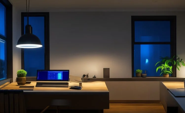 In einem hell erleuchteten, modernen Büro sitzen lächelnde Mitarbeitende eines kleinen Unternehmens entspannt am Laptop und tauschen sich lebhaft über innovative KI-Tools aus, während warmes Tageslicht durch große Fenster fällt und eine einladende, optimistische Arbeitsatmosphäre schafft.