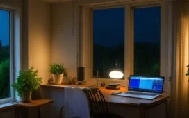 In einem modernen, hell erleuchteten Seminarraum sitzt eine motivierte Dozentin entspannt vor ihrem Laptop, umgeben von interessierten Studierenden, während sanftes Tageslicht durch große Fenster fällt und die zukunftsweisende Symbiose von Mensch und Künstlicher Intelligenz im Bildungsalltag spürbar wird.