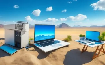 Eine sonnendurchflutete, moderne Büroumgebung, in der ein nachdenklich wirkender IT-Sicherheitsexperte mit konzentriertem Blick an seinem Laptop arbeitet, umgeben von warmen Holz- und Grüntönen, die eine Atmosphäre von Vertraulichkeit und technologischer Verantwortung schaffen.