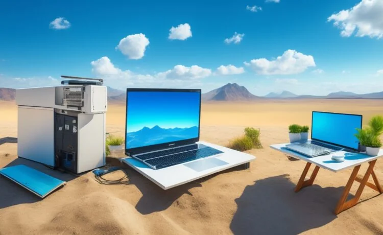 Eine sonnendurchflutete, moderne Büroumgebung, in der ein nachdenklich wirkender IT-Sicherheitsexperte mit konzentriertem Blick an seinem Laptop arbeitet, umgeben von warmen Holz- und Grüntönen, die eine Atmosphäre von Vertraulichkeit und technologischer Verantwortung schaffen.