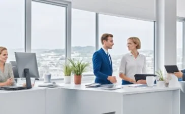 Ein sonnendurchflutetes, modernes Büro mit warmen Holztönen, in dem ein Team junger Entwickler konzentriert an Laptops arbeitet und dabei mit einem Tablet die nahtlose Integration von Cloud-Technologien und Desktop-Apps visualisiert – die Szene strahlt lebendige Zusammenarbeit, technologische Innovation und freundliche Produktivität aus.