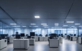 Ein hell erleuchtetes, modernes Büro mit einem konzentrierten IT-Sicherheitsexperten, der vor mehreren Bildschirmen mit komplexen Codes sitzt, umgeben von natürlichem Tageslicht und warmen Holztönen, das eine Atmosphäre von digitaler Wachsamkeit und vereinter Prävention gegen Cyberangriffe ausstrahlt.