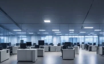 Ein hell erleuchtetes, modernes Büro mit einem konzentrierten IT-Sicherheitsexperten, der vor mehreren Bildschirmen mit komplexen Codes sitzt, umgeben von natürlichem Tageslicht und warmen Holztönen, das eine Atmosphäre von digitaler Wachsamkeit und vereinter Prävention gegen Cyberangriffe ausstrahlt.