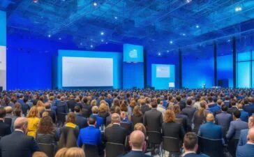 Ein hell erleuchteter, moderner Konferenzraum mit zwei Business-Teams in entspannten Gesprächen, die bei natürlichem Tageslicht neue Partnerschaftideen zwischen OpenAI und Microsoft mit einem warmen, kollegialen Flair austauschen.