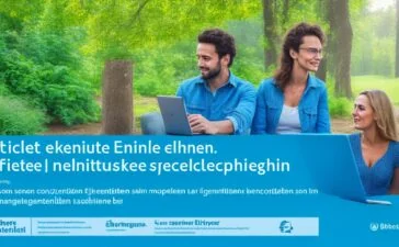 Eine helle, freundliche Szene mit einer entspannten Person, die an einem sonnendurchfluteten Schreibtisch konzentriert auf einem Laptop arbeitet, umgeben von modernen Geräten und einem geöffneten digitalen Passwortmanager, der Sicherheit und Vertrauen symbolisiert.