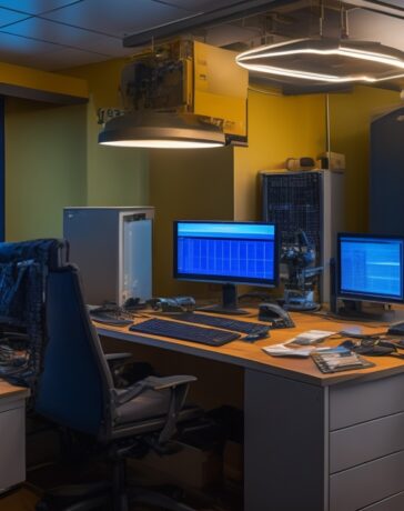 Ein hell erleuchtetes Entwicklerbüro, in dem ein fokussierter Software-Engineer bei natürlichem Tageslicht konzentriert vor mehreren Bildschirmen sitzt, während warme Holz- und Grünakzente eine einladende, vertrauensvolle Atmosphäre schaffen und den Ernst der Cybersicherheit im modernen JavaScript-Ökosystem spiegeln.