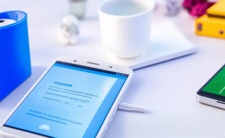 Ein sonnenbeschienener, moderner Arbeitsplatz mit einem entspannt lächelnden Menschen, der auf seinem Android-Smartphone in den hellen, klaren Einstellungen den Private-DNS-Modus aktiviert, umgeben von warmem Tageslicht und natürlichen Details, die digitale Sicherheit und vertrauliche Technik harmonisch verbinden.