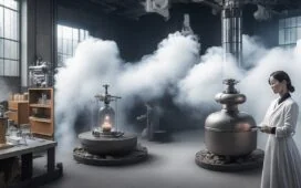 Eine strahlend helle, realistische Aufnahme eines modernen südkoreanischen Forschungslabors mit detailreichen Silizium-Festkörperzellen auf einem Arbeitstisch, umgeben von engagierten Wissenschaftlern in freundlicher Atmosphäre bei natürlichem Tageslicht, die Hoffnung und Innovation für die Zukunft der Batterietechnologie ausstrahlt.