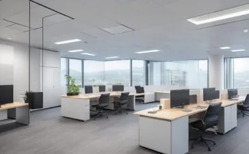 Ein warm beleuchtetes, modernes Büro mit konzentrierten Entwickler:innen vor mehreren Bildschirmen, die in freundlicher Atmosphäre gemeinsam an komplexen KI-Sicherheitslösungen arbeiten, während das weiche Tageslicht durch große Fenster fällt und den Raum mit natürlicher Frische und Zuversicht erfüllt.