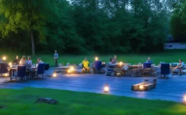 Eine symmetrisch inszenierte, lichtdurchflutete Aufnahme eines entspannt lächelnden Paares mittleren Alters, das gemeinsam an einem sonnendurchfluteten Holztisch mit modernen Laptops und Smartphones sitzt, umgeben von warmen Holztönen und sattgrünen Pflanzen, während im Hintergrund ein heller, freundlicher Arbeitsraum mit großen Fenstern klaren Fokus auf digitale Vernetzung und vertrauensvolle Zusammenarbeit vermittelt.