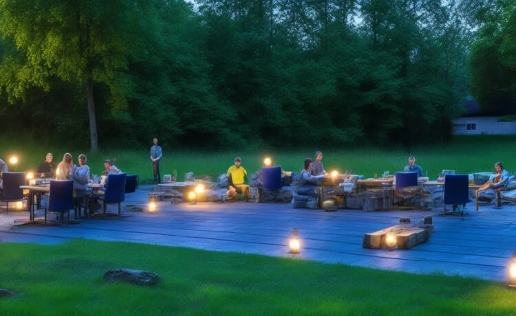 Eine symmetrisch inszenierte, lichtdurchflutete Aufnahme eines entspannt lächelnden Paares mittleren Alters, das gemeinsam an einem sonnendurchfluteten Holztisch mit modernen Laptops und Smartphones sitzt, umgeben von warmen Holztönen und sattgrünen Pflanzen, während im Hintergrund ein heller, freundlicher Arbeitsraum mit großen Fenstern klaren Fokus auf digitale Vernetzung und vertrauensvolle Zusammenarbeit vermittelt.