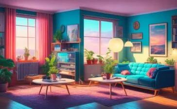 Ein sonnendurchflutetes, modernes Wohnzimmer mit leicht nostalgischem Flair, in dem eine junge Person entspannt vor einem Bildschirm sitzt und lebhaft mit farbenfrohen, realistisch animierten Spielfiguren interagiert, deren warmes Licht und freundliche Mimik eine einladende Atmosphäre voller lebendiger, digitaler Geschichten schaffen.