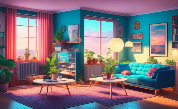Ein sonnendurchflutetes, modernes Wohnzimmer mit leicht nostalgischem Flair, in dem eine junge Person entspannt vor einem Bildschirm sitzt und lebhaft mit farbenfrohen, realistisch animierten Spielfiguren interagiert, deren warmes Licht und freundliche Mimik eine einladende Atmosphäre voller lebendiger, digitaler Geschichten schaffen.